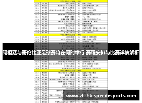 阿根廷与哥伦比亚足球赛将在何时举行 赛程安排与比赛详情解析 阿根廷与哥伦比亚足球赛将在何时举行 赛程安排与比赛详情解析